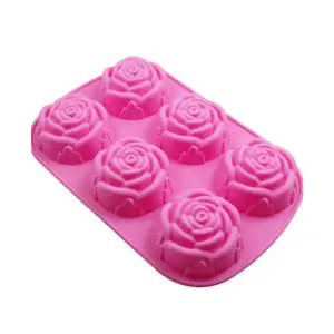Molde de Silicone Rosas 6 Cavidades Para Sabonete Artesanal Velas Chocolate