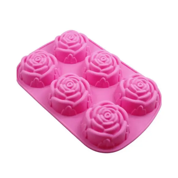 Molde de Silicone Rosas 6 Cavidades Para Sabonete Artesanal Velas Chocolate