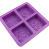 Molde Silicone Sabonete 4 Cavidades Quadrado Arabesco Violeta — imagem 1