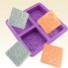 Molde Silicone Sabonete 4 Cavidades Quadrado Arabesco Violeta — imagem 3