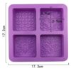 Molde Silicone Sabonete 4 Cavidades Quadrado Arabesco Violeta — imagem 4