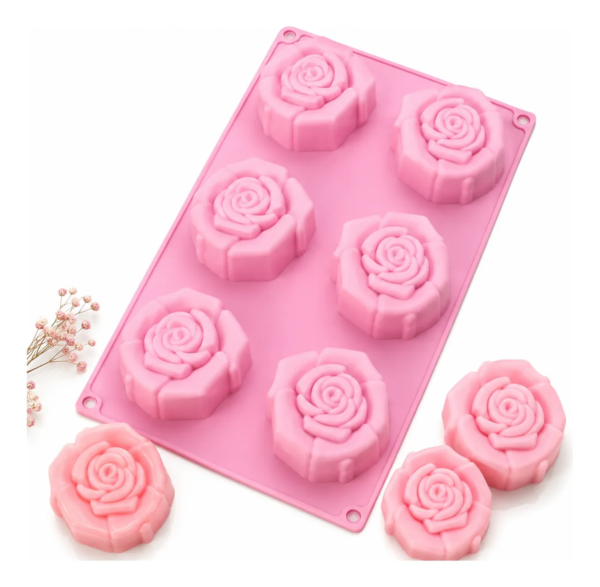 Molde Silicone Rosa Luxo Forma Sabonete Vela Gesso Resina Rosa-chiclete — imagem 1