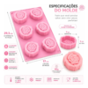 Molde Silicone Rosa Luxo Forma Sabonete Vela Gesso Resina Rosa-chiclete — imagem 2