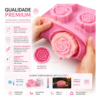 Molde Silicone Rosa Luxo Forma Sabonete Vela Gesso Resina Rosa-chiclete — imagem 3