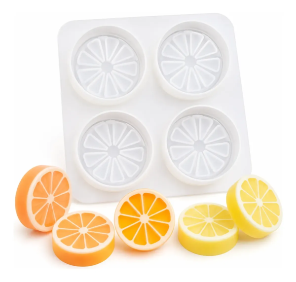 Forma De Silicone Limão Laranja 100g 4 Cavidades Molde Luxo Branco — imagem 1