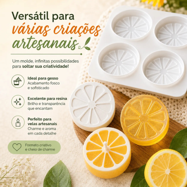Forma De Silicone Limão Laranja 100g 4 Cavidades Molde Luxo Branco — imagem 6