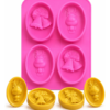 Molde De Silicone Motivos Natalinos Oval 100g 4 Cavidades Fúcsia — imagem 1