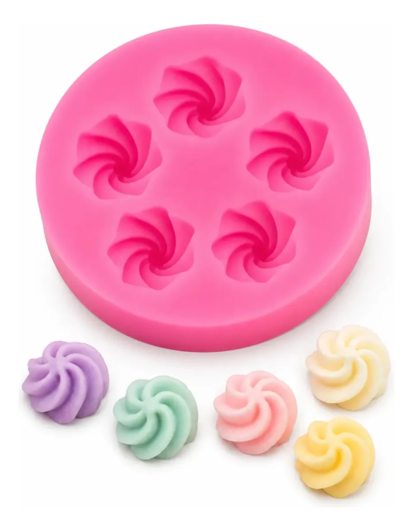 Molde Silicone Mini Suspiro Merengue 5 Cavidades Premium Rosa-chiclete — imagem 1