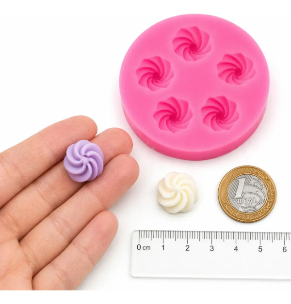 Molde Silicone Mini Suspiro Merengue 5 Cavidades Premium Rosa-chiclete — imagem 5