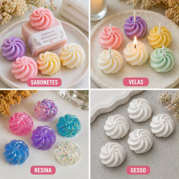Molde Silicone Mini Suspiro Merengue 5 Cavidades Premium Rosa-chiclete — imagem 6