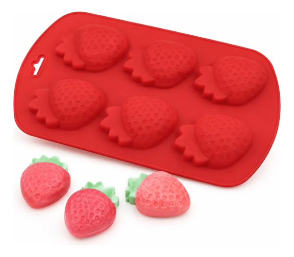 Molde De Silicone Morango 6 Cavidades Chocolate Sabonete Vermelho — imagem 1
