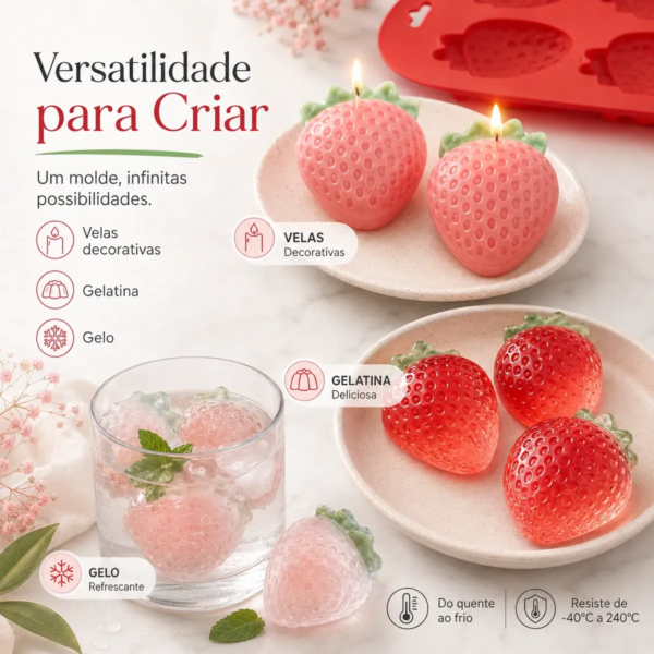 Molde De Silicone Morango 6 Cavidades Chocolate Sabonete Vermelho — imagem 6