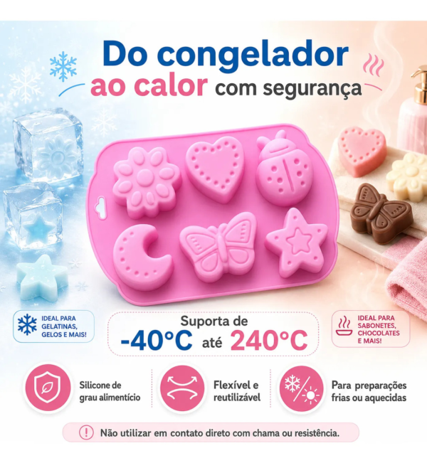 Molde Silicone Mini Lua Estrela Coração Borboleta Joaninha Rosa — imagem 2