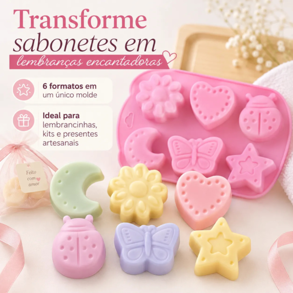 Molde Silicone Mini Lua Estrela Coração Borboleta Joaninha Rosa — imagem 4
