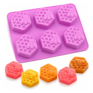Molde Silicone Abelha Favo Mel Hexagonal Grande 6 Cavidades Lilás — imagem 1