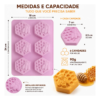 Molde Silicone Abelha Favo Mel Hexagonal Grande 6 Cavidades Lilás — imagem 2
