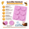 Molde Silicone Abelha Favo Mel Hexagonal Grande 6 Cavidades Lilás — imagem 3