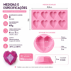 Molde Silicone Coração Diamante Cristal 8 Cavidades Premium Rosa — imagem 2