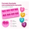Molde Silicone Coração Diamante Cristal 8 Cavidades Premium Rosa — imagem 4
