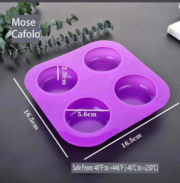 Molde Silicone Redondo Sabonete E Artesanato 4 Cavidades Lilás — imagem 2