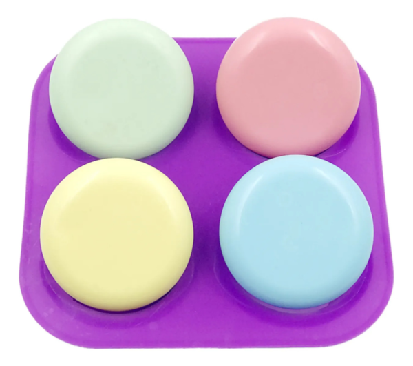 Molde Silicone Redondo Sabonete E Artesanato 4 Cavidades Lilás — imagem 3