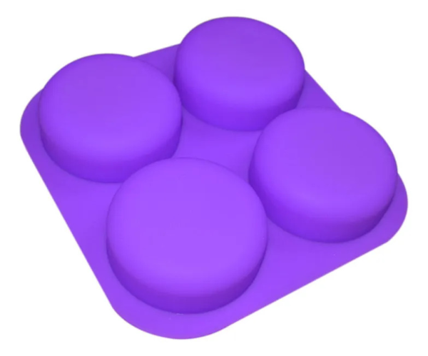 Molde Silicone Redondo Sabonete E Artesanato 4 Cavidades Lilás — imagem 4