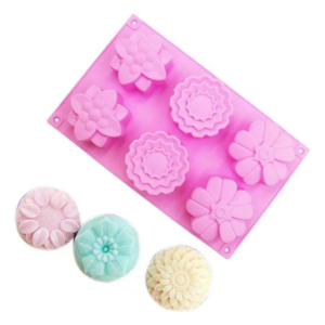 Forma Molde Silicone Sabonete Floral 6 Cavidades Rosa — imagem 1