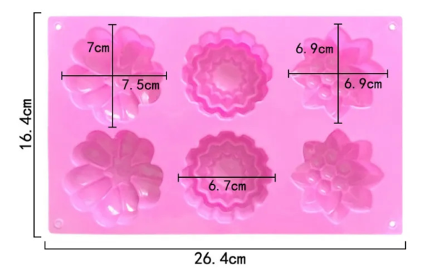 Forma Molde Silicone Sabonete Floral 6 Cavidades Rosa — imagem 4