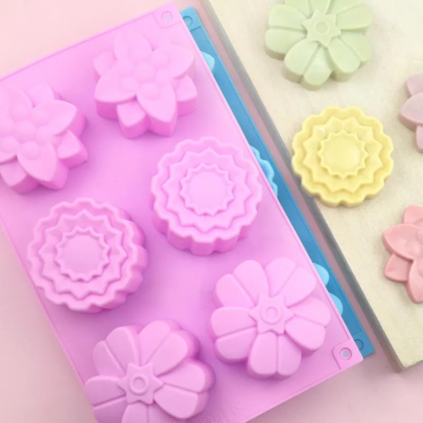 Forma Molde Silicone Sabonete Floral 6 Cavidades Rosa — imagem 5