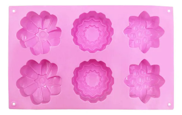 Forma Molde Silicone Sabonete Floral 6 Cavidades Rosa — imagem 6