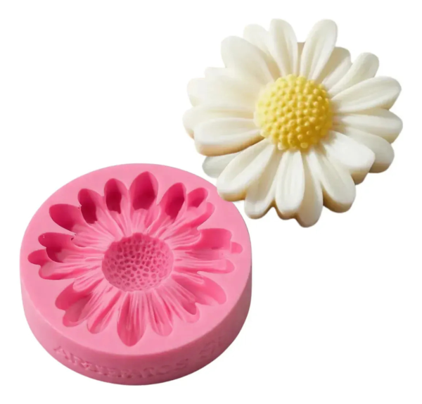 Forma Molde Margarida 1 Cavidade Silicone Sabonete Resina Rosa — imagem 1