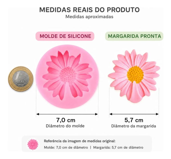 Forma Molde Margarida 1 Cavidade Silicone Sabonete Resina Rosa — imagem 2