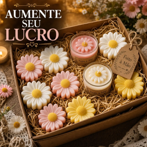 Forma Molde Margarida 1 Cavidade Silicone Sabonete Resina Rosa — imagem 6