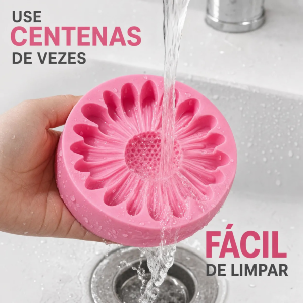 Forma Molde Margarida 1 Cavidade Silicone Sabonete Resina Rosa — imagem 7