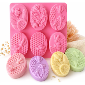 Molde Silicone Abelha Colmeia Oval 100g Sabonete Premium Rosa — imagem 1