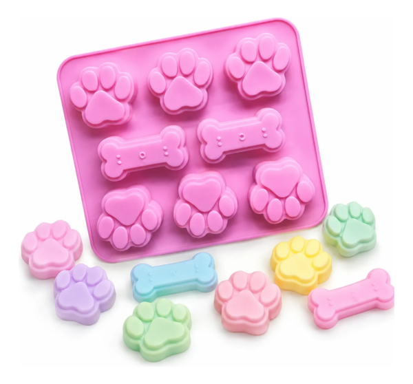 Forma Silicone Patinha Pet E Ossinho Molde Premium Biscuit Rosa — imagem 1