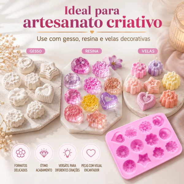 Molde Silicone Premium Docinhos Bombom Chocolate 12 Cavidade Rosa — imagem 6