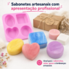 Molde Silicone Coração Quadrado Redondo Oval 4 Cavidades Rosa — imagem 5