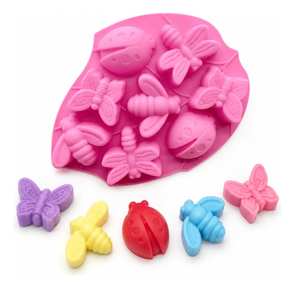 Molde De Silicone Borboleta Joaninha Abelhinha 8 Cavidades Rosa — imagem 1