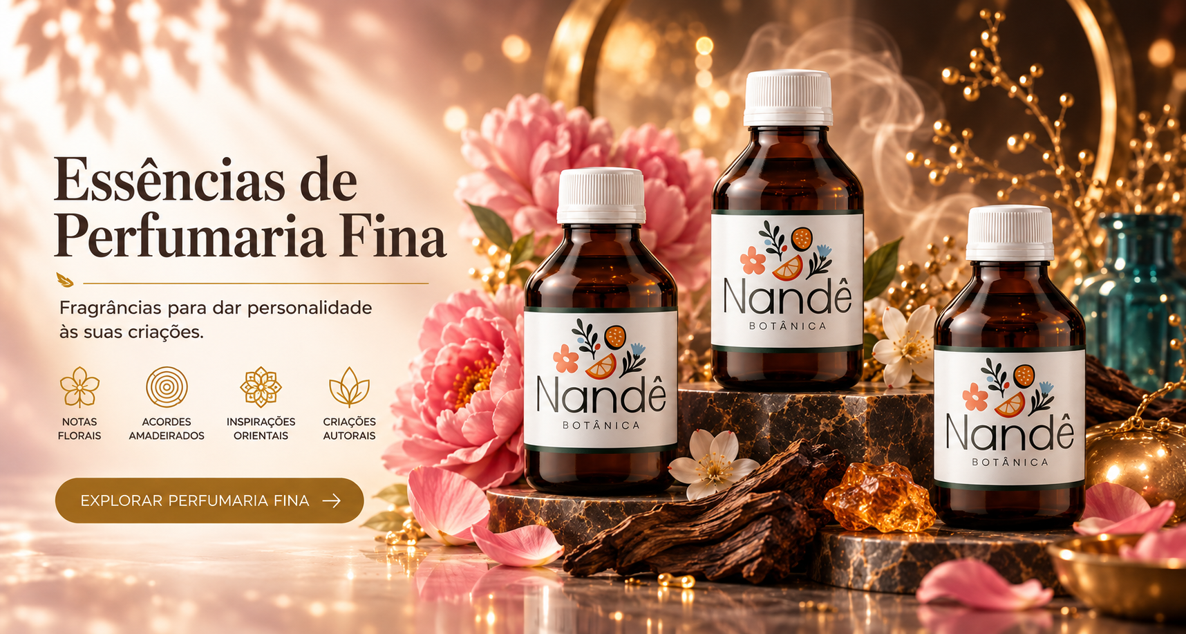 Essências de Perfumaria Fina Nandê Botânica: fragrâncias para dar personalidade às suas criações. Explorar perfumaria fina.